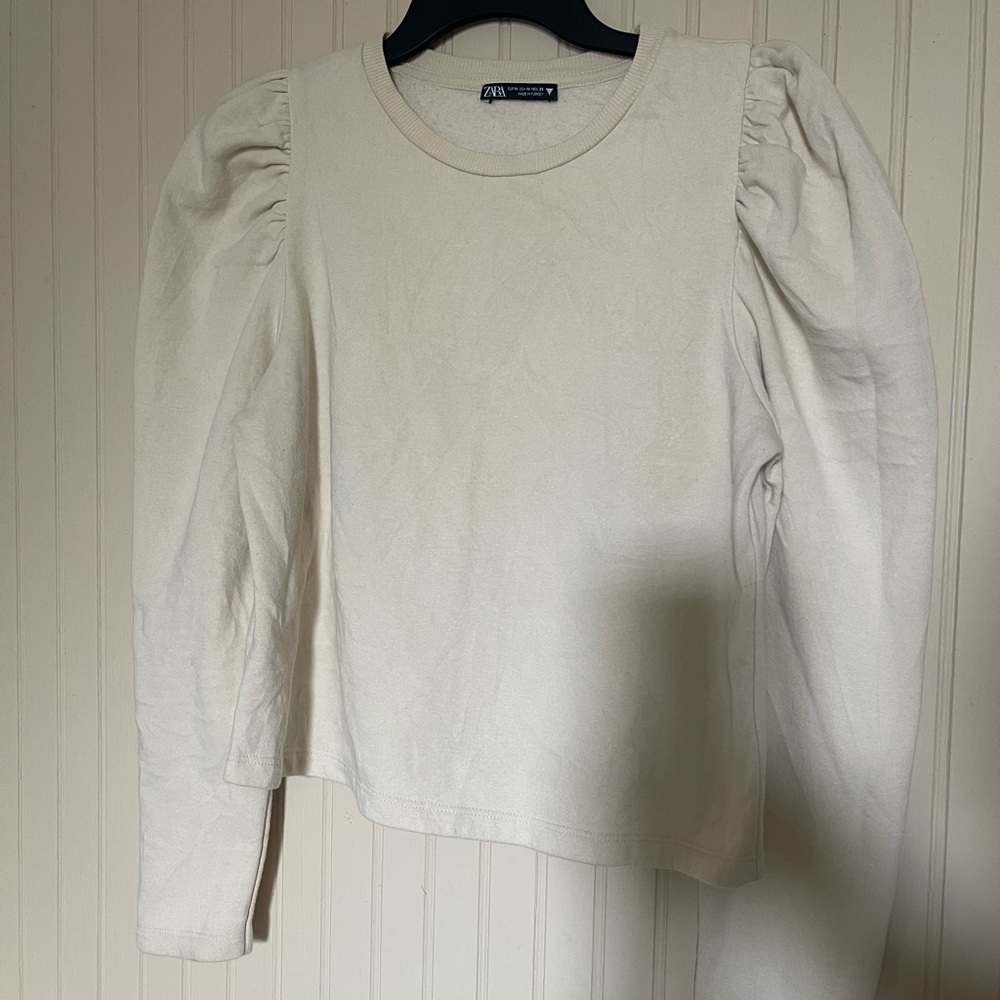 Zara Beige Crew Neck Top